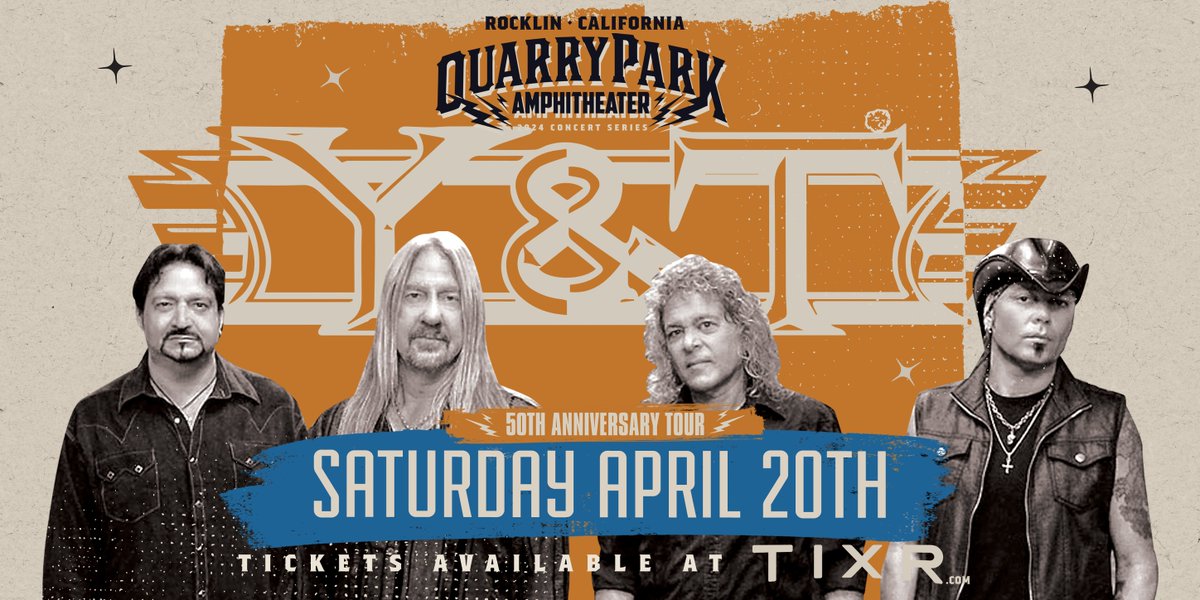 The FACEMELTING Hard Rock sound RETURNS to Rocklin, CA. Y&T - QUARRY PARK AMPHITHEATER 4.20.24. DON'T MISS THIS SHOW! GET YOUR TICKETS HERE! 👇👇👇👇👇👇👇👇👇👇 yandtrocks.com/tour/