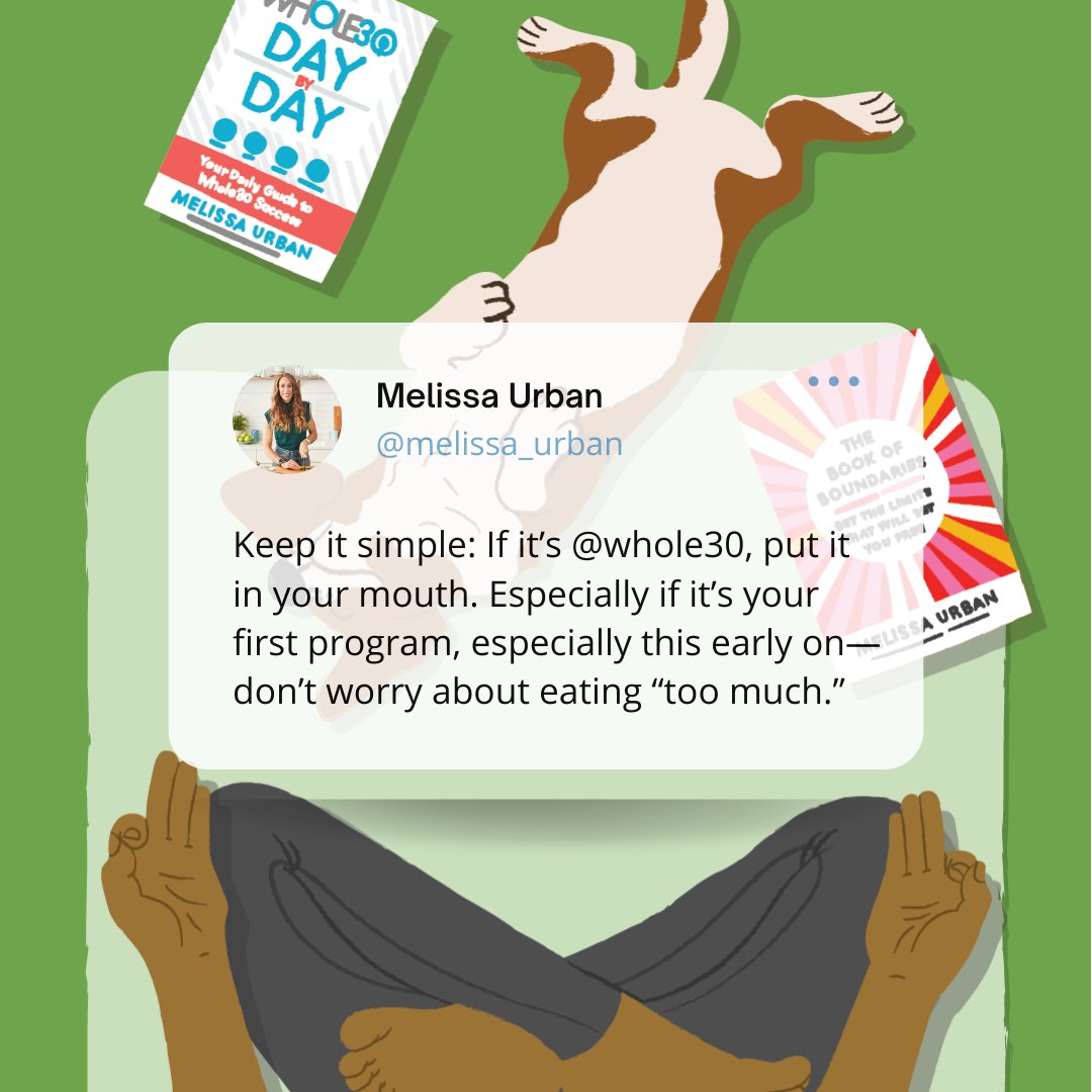 Keep it simple, newbies! Don’t overthink meal planning and prep. Don’t overcommit yourself to complex recipes that burn you out. Don’t pair our program with counting, tracking, measuring, or weighing. #Whole30 w30.co/3yrExVT