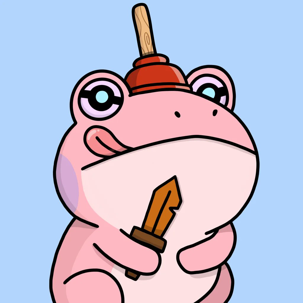 Wood armor OR Wood sword?

The club looks fierce,

But the plunger helm for defense?!

Both hanging tongue like Michael Jordan on a lay up
in the 90s...
I fear pinky might win for the laser eyes > lazy eyes.

YOU PICK THO
1 or 2
<a href="/HappyHoppersNFT/">Happy Hoppers Club 🐸</a> 
#Hoppers #Battleofthefrogs #ADA