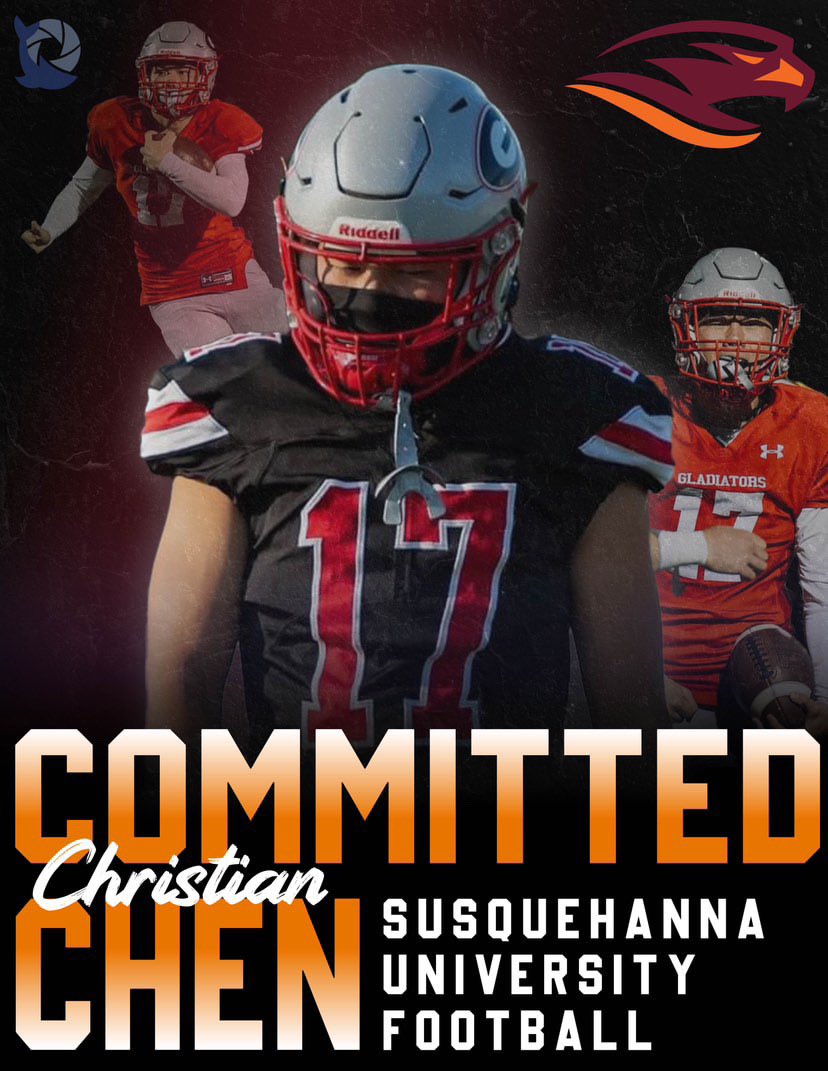 Christian Chen (@christ1anchen) on Twitter photo I am incredibly blessed to announce my commitment to Susquehanna University! Thank you to my friends, family, and coaches for their continuous support and guidance throughout my football journey. Go Riverhawks 🧡
<a href="/FollowTheRuless/">Coach Pat Ruley</a> <a href="/Coach_Dixon4/">Cole Dixon</a>
<a href="/WBell_86/">Willie Bell</a> I am incredibly blessed to announce my commitment to Susquehanna University! Thank you to my friends, family, and coaches for their continuous support and guidance throughout my football journey. Go Riverhawks 🧡
<a href="/FollowTheRuless/">Coach Pat Ruley</a> <a href="/Coach_Dixon4/">Cole Dixon</a>
<a href="/WBell_86/">Willie Bell</a>