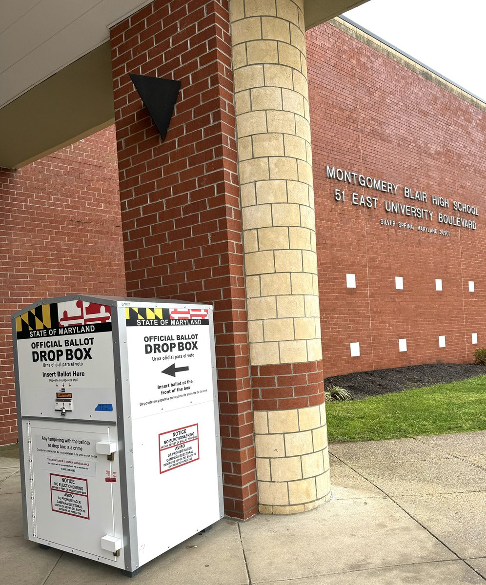 RenayCJohnson's tweet image. Maryland’s Official Ballot Drop Box has arrived at Blair! #VOTE✅