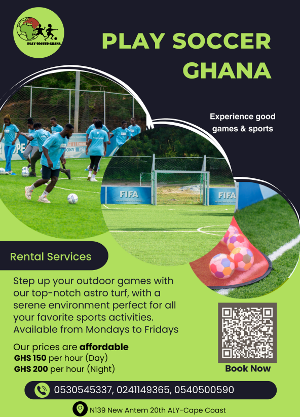 Step up all your outdoor sport experience with us at Cape Coast. #playsoccerghana #outdoorgames #astroturf