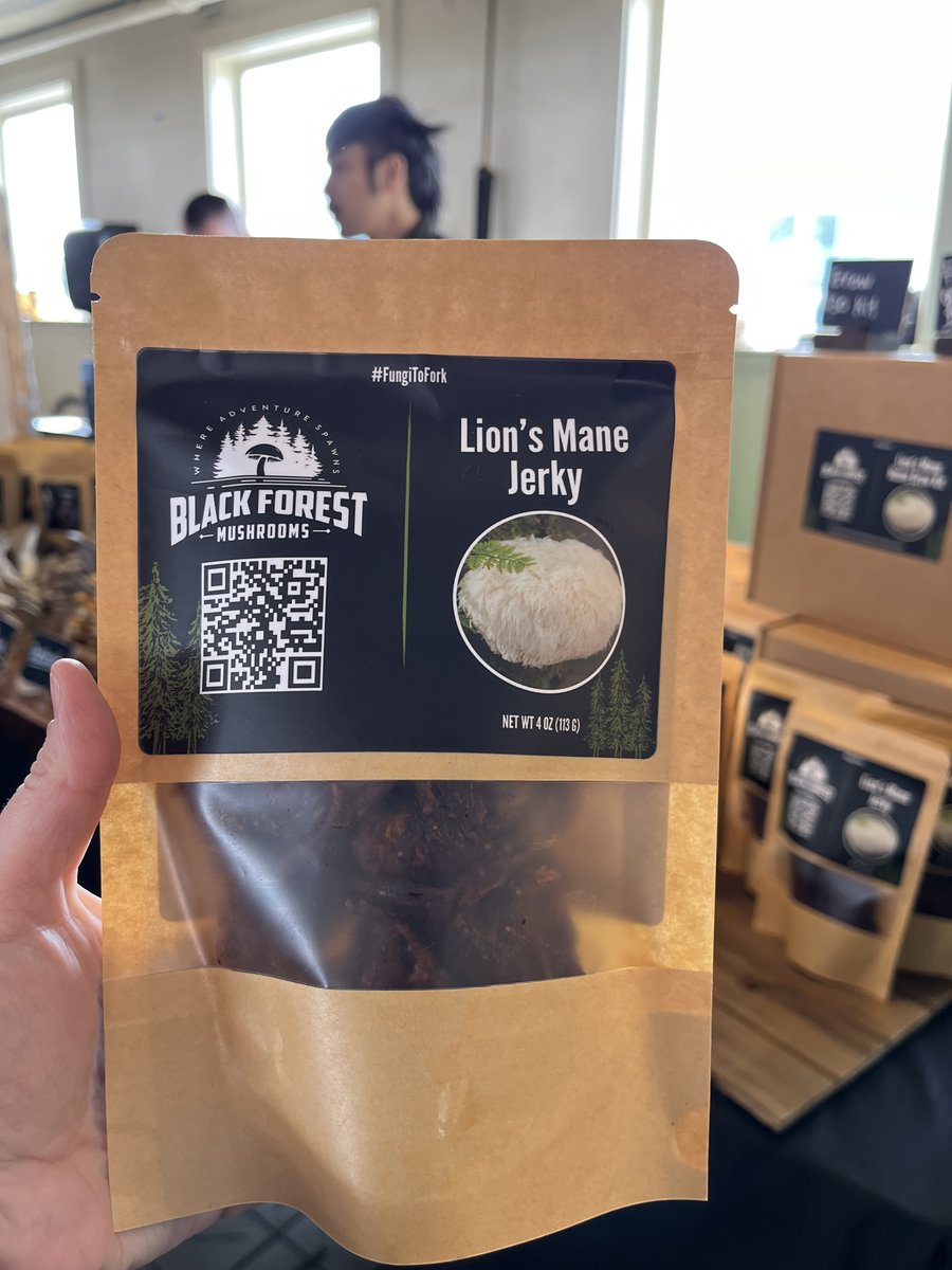 Black Forest Mushrooms' most popular product (so far) at #PikePlaceMarket is their Blue Oyster and Lion’s Mane mushroom jerky. Both jerkies are vegan-friendly and gluten-free. Make sure you try a free sample!