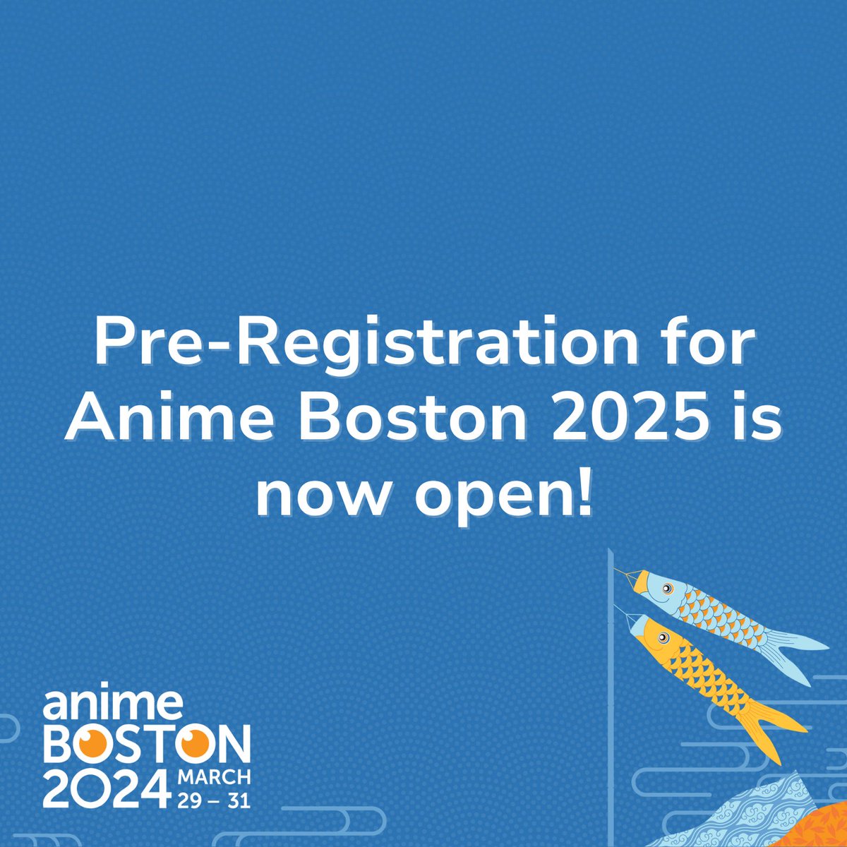 Had fun at Anime Boston 2024? Then Pre-register for next year now!!! Pre-Registration be open until April 14th, 2024 at animeboston.com/2025