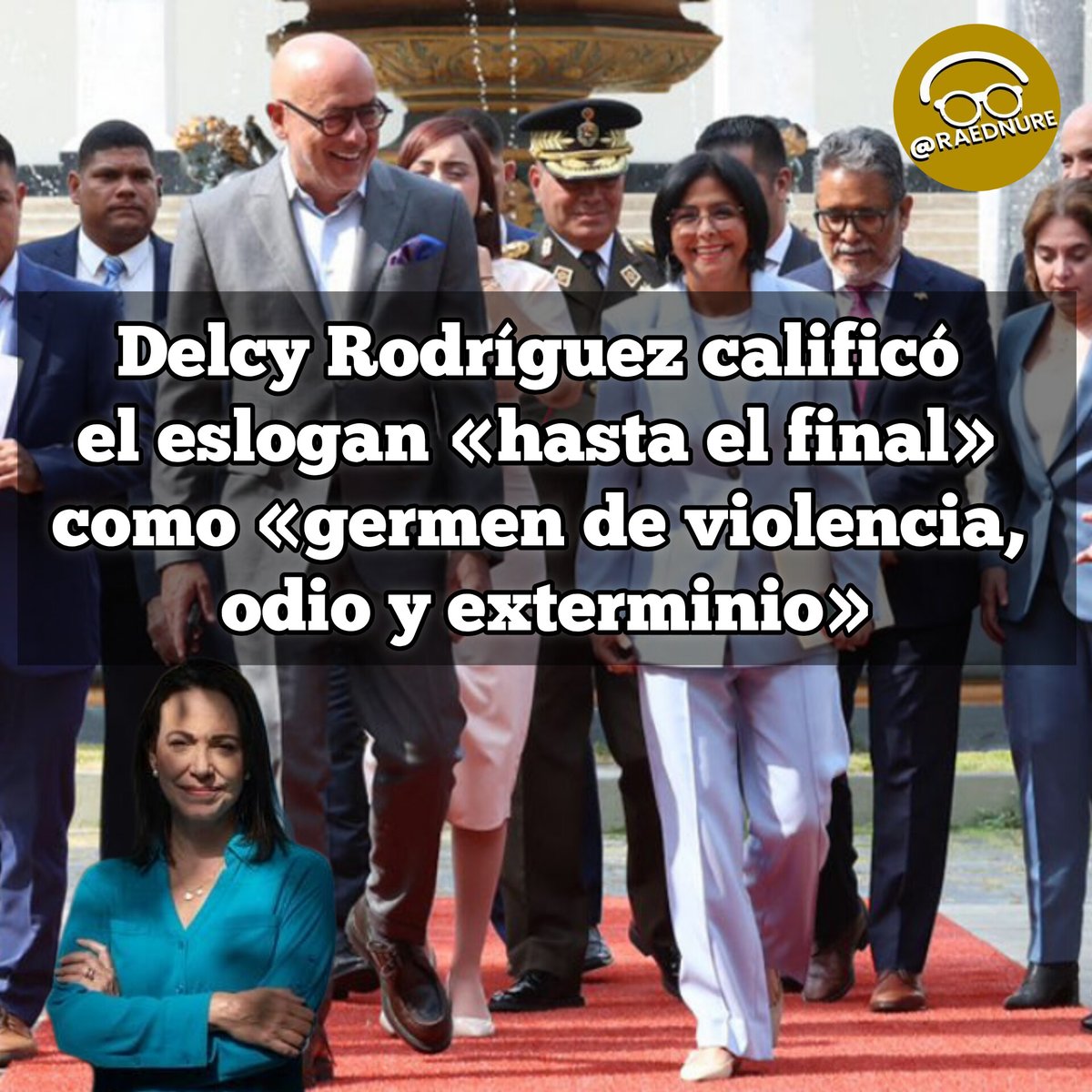 Delcy Rodríguez: «Debemos preguntarnos a qué se refieren cuando hablan ‘hasta el final’ porque ahí está el germen de la violencia y del odio, del exterminio» y comparó la frase de María Corina con un exhorto de Hitler para llamar a la batalla final y asesinar a millones.