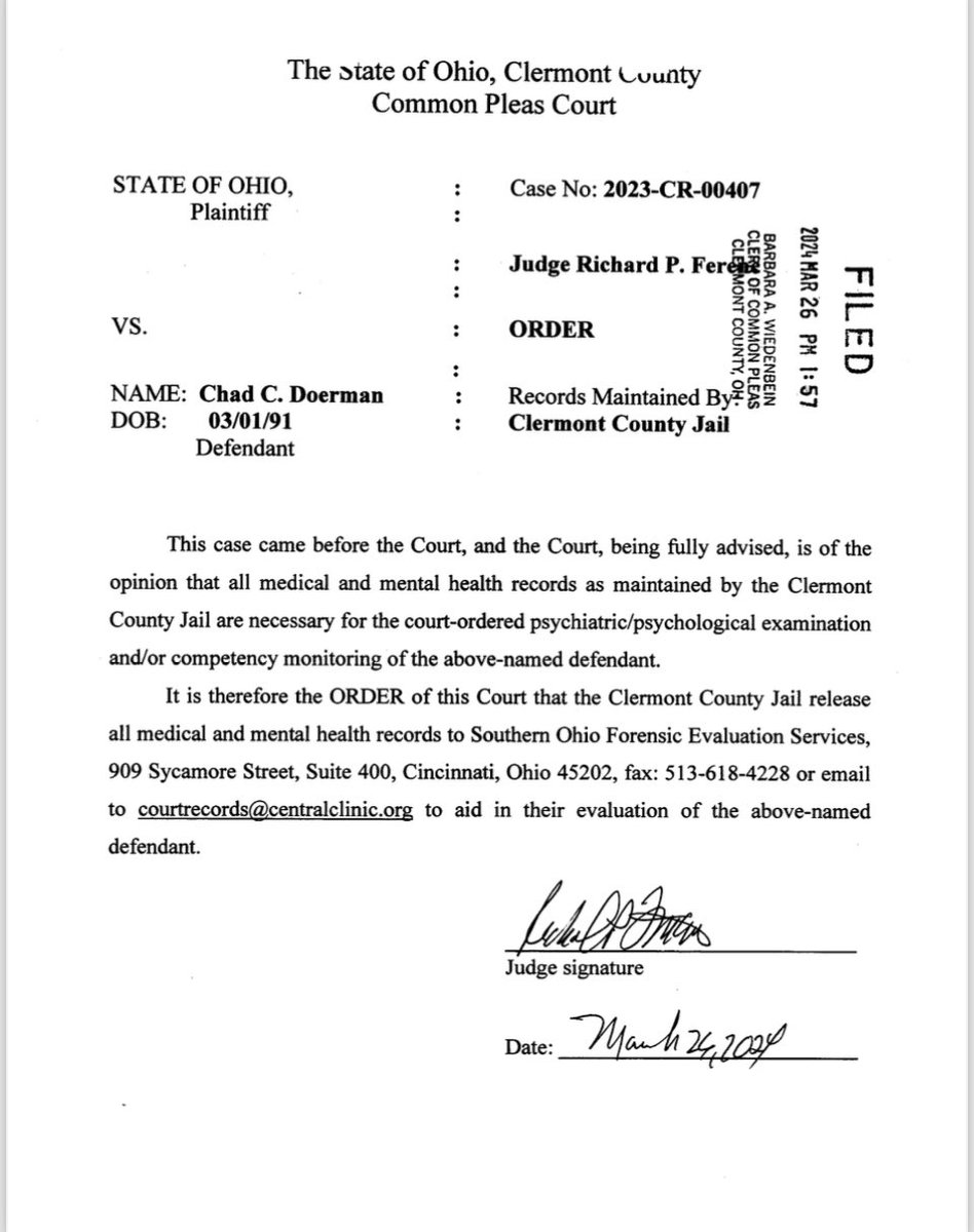 New'ish Docs: The Judge in #ChadDoerman's case changed the jury pool selection number from 500 to 750. Order for second psych eval AT THE TIME OF THE CRIME. Motion for jury view inside and out of the house and Order for jail to turn his records over.
