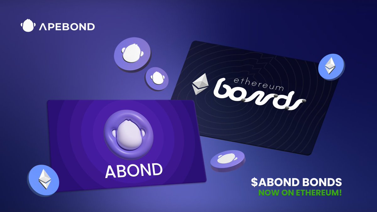 Good news for #Ethereum enthusiasts! 💙 Your opportunity to get $ABOND tokens at a discount on #ETH is here! Let's continue building a sustainable DeFi future for projects and communities. 🤝 💜 Get $ABOND at a discount now! ➡️ apebond.click/ABOND-ETH