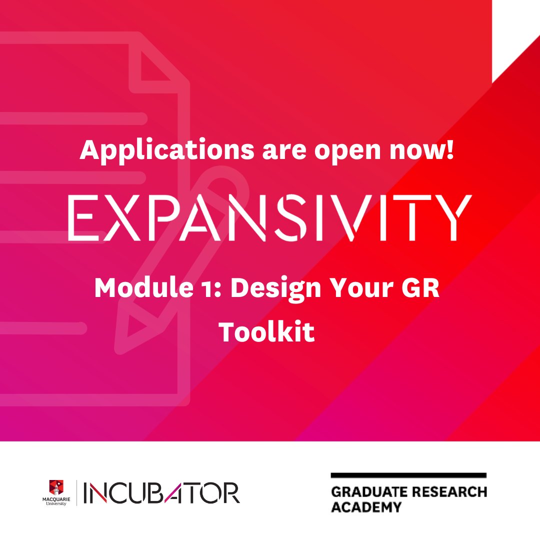📣 Attention Graduate Research students! Don't miss out on EXPANSIVITY Module 1! 

Learn design thinking firsthand with peers to enhance your research journey. 

Apply now for the rescheduled dates: 🔗 events.humanitix.com/hdr-expansivit… 

#GraduateResearch #DesignThinking #Innovation