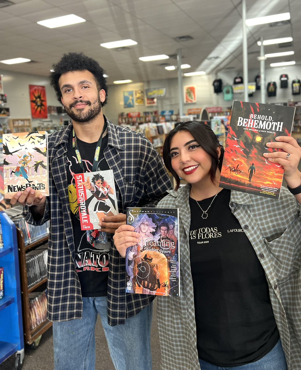 Missed out on our Mini Con event? Nick Robles and Ru Xu were kind enough to sign some extra copies of their graphic novels for you! Pick up Behold Behemoth, The Dreaming: Waking Hours, Status Royale, and NewsPrints at the Galleria area store (or ask for transfer it anywhere)!