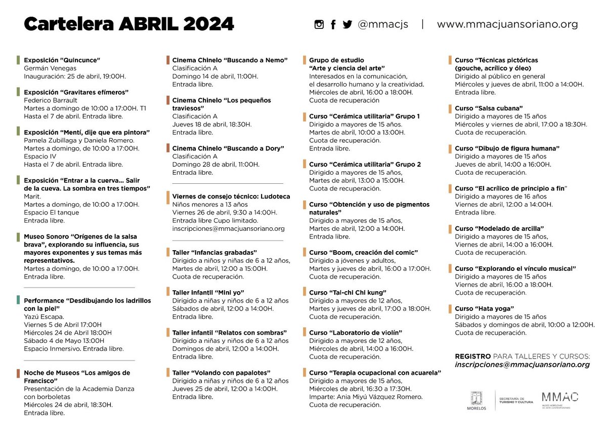 mmacjs's tweet photo. Inicia abril y con él distintas actividades en el MMAC. Habrá exposiciones, cursos, talleres, activaciones y más.
Checa fechas y horarios. https://t.co/NGw5JvAo6S