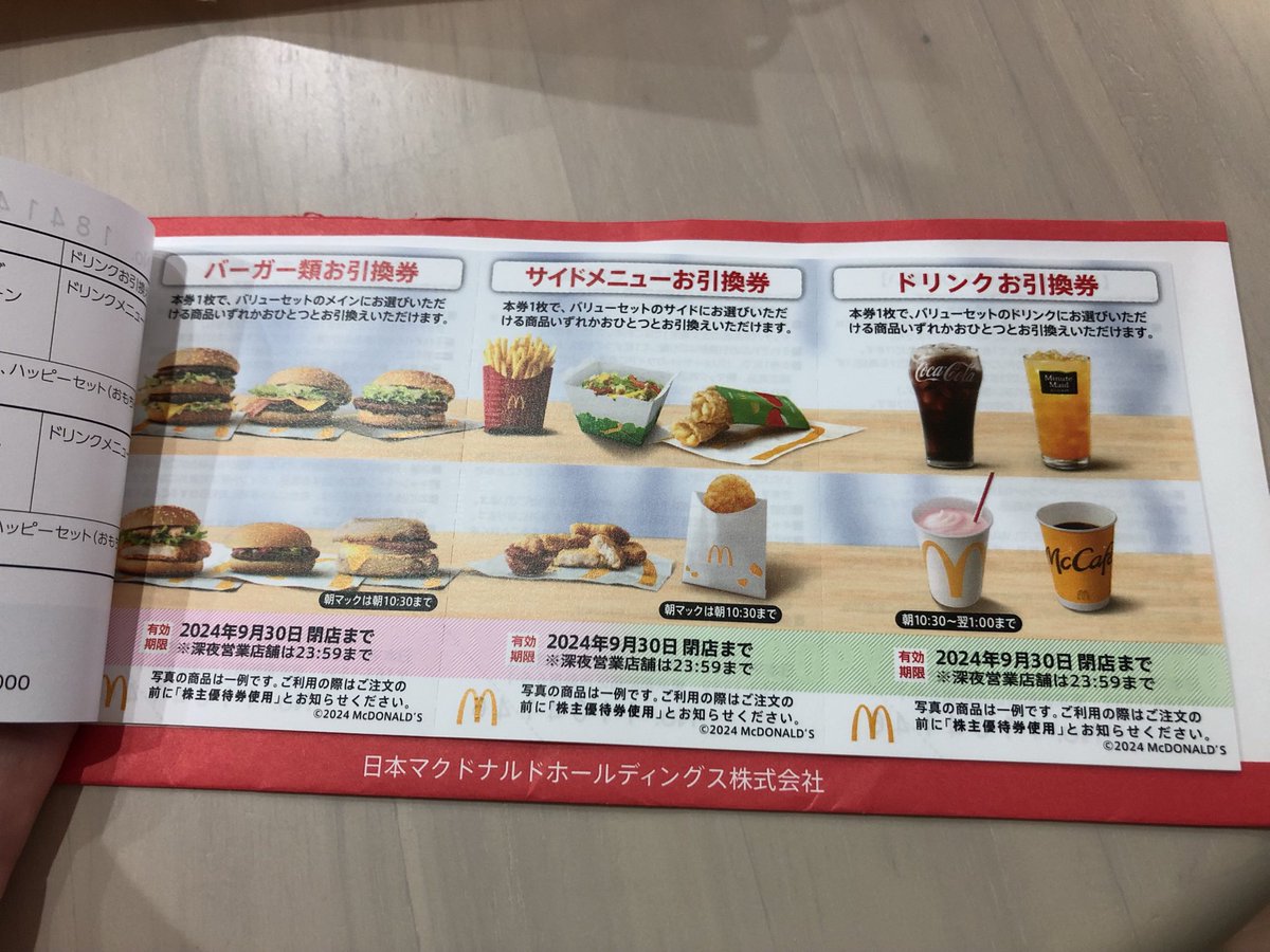 株主優待 #優待クロス ・2702 マクドナルド 12月の食事券が届いた