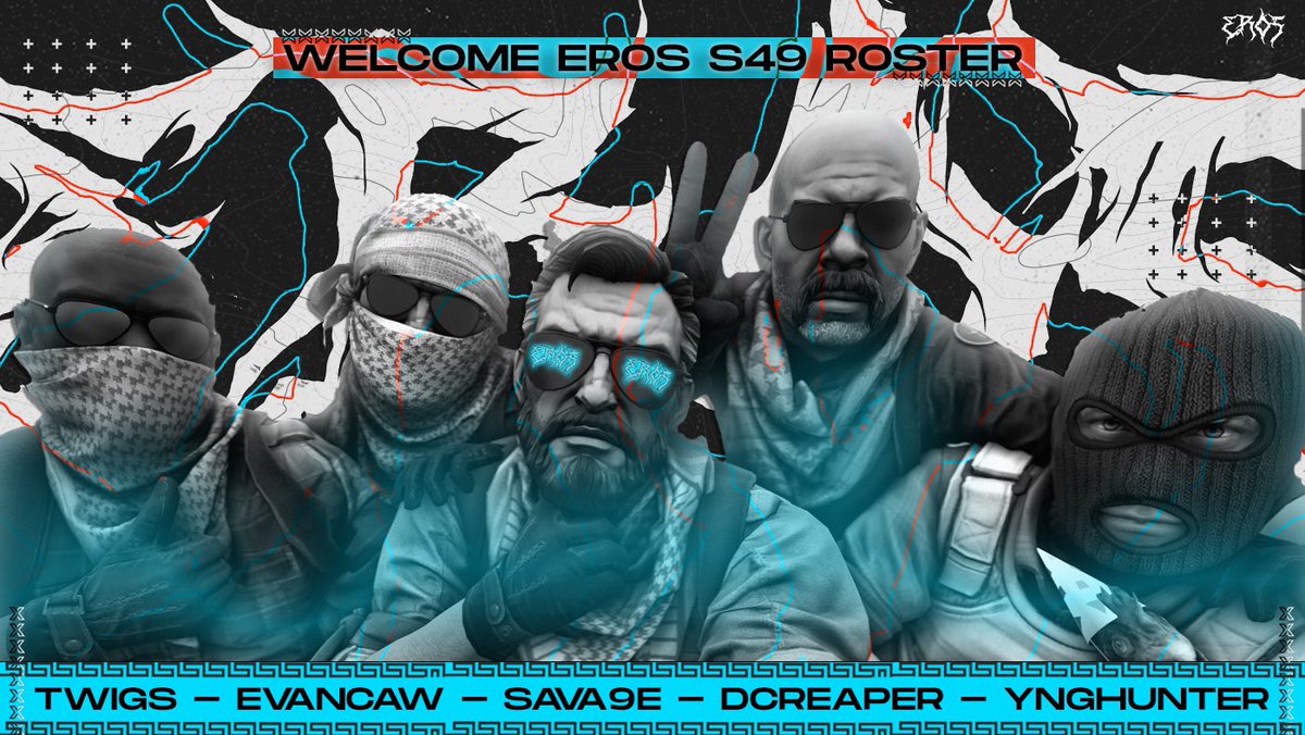 ErosCollective's tweet photo. WE ARE BACK,
Introducing EROS S49 Roster!

👤@twigscs 
👤@Evan_Caw 
👤@sava9eCS 
👤@DevenCruthers 
👤@YNGHunter 

Welcome to the Eros Family❤️‍🔥
#FightForEros https://t.co/E9DSCDO9Lz