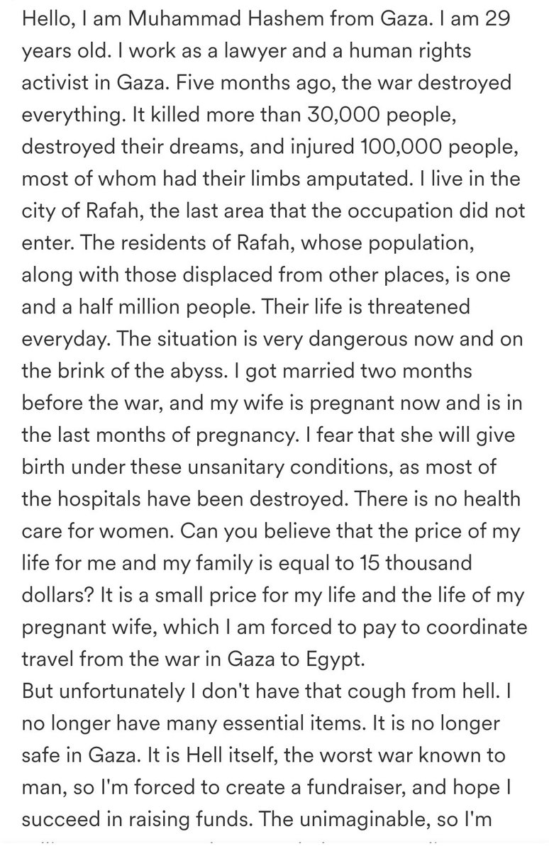 yoongisteambun's tweet image. donate to @MohammedZuhir10 directly and help him and his pregnant wife travel safely to leave the threatening situation in Gaza. Pls share and spread too thank you so much🙏

GoFundMe link: gofund.me/c433e0c7