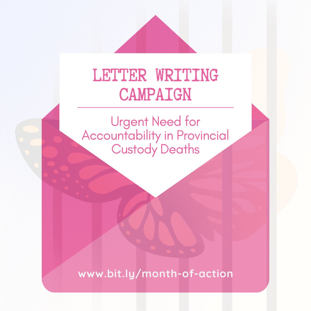 ECPJS_'s tweet image. Sending a letter might seem small, but it’s a powerful act of advocacy. Help us make a difference by urging policymakers to prioritize ending fatalities in custody and holding institutions accountable. bit.ly/month-of-action now. #HealthJusticeNS #PrisonJusticeNS #MonthOfAction