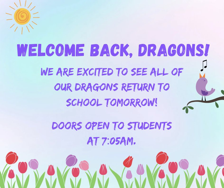 See you bright and early tomorrow morning, Dragons! #DragonsROAR