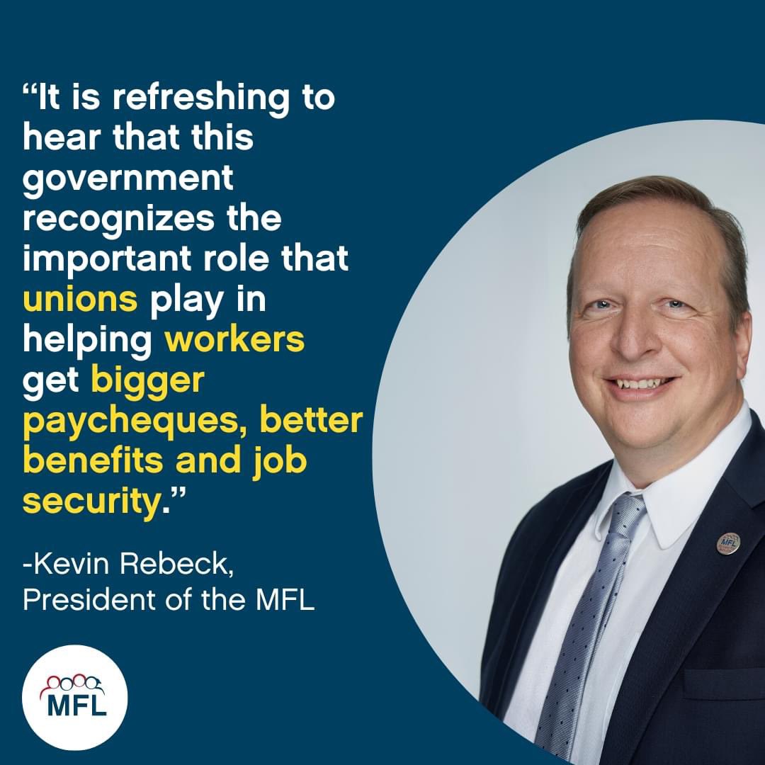 Wab Kinew’s NDP government clearly recognizes the important role that unions play in helping workers get bigger paycheques, better benefits and job security. You can read the MFL's full reaction to the provincial budget at mfl.ca/manitoba-feder…