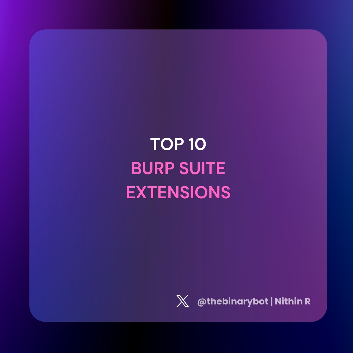 thebinarybot's tweet photo. THREAD: 10 essential Burp Suite extensions you need to use in 2024!

Find vulnerabilities, automate, profit $$$$ https://t.co/MSomZ7PG9S