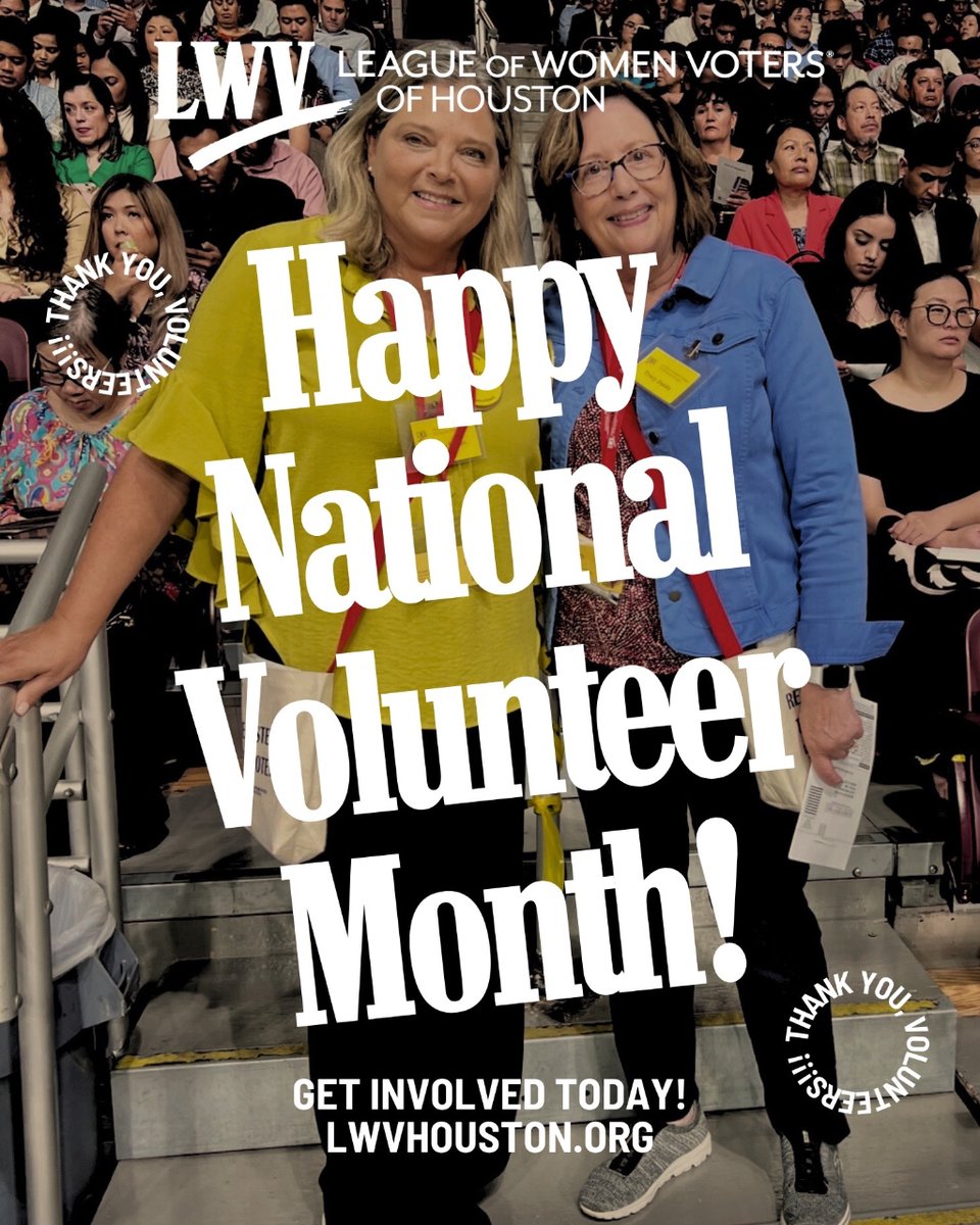 This month we are celebrating our volunteers and the work they do to support Houston Voters and protect our democracy! When you volunteer with the League, you are directly empowering people to use their voice and exercise their rights! #lwvhouston #houstonvoter #volunteer