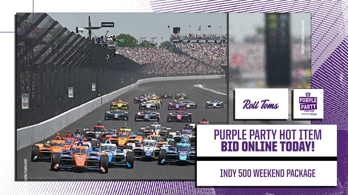 One week until the Purple Party, but the silent auction is OPEN NOW! A trip to the Indy 500, premium club seats to the @Vikings, @Twins, @MNUFC and much more! BID: tinyurl.com/yckh34pk #RollToms