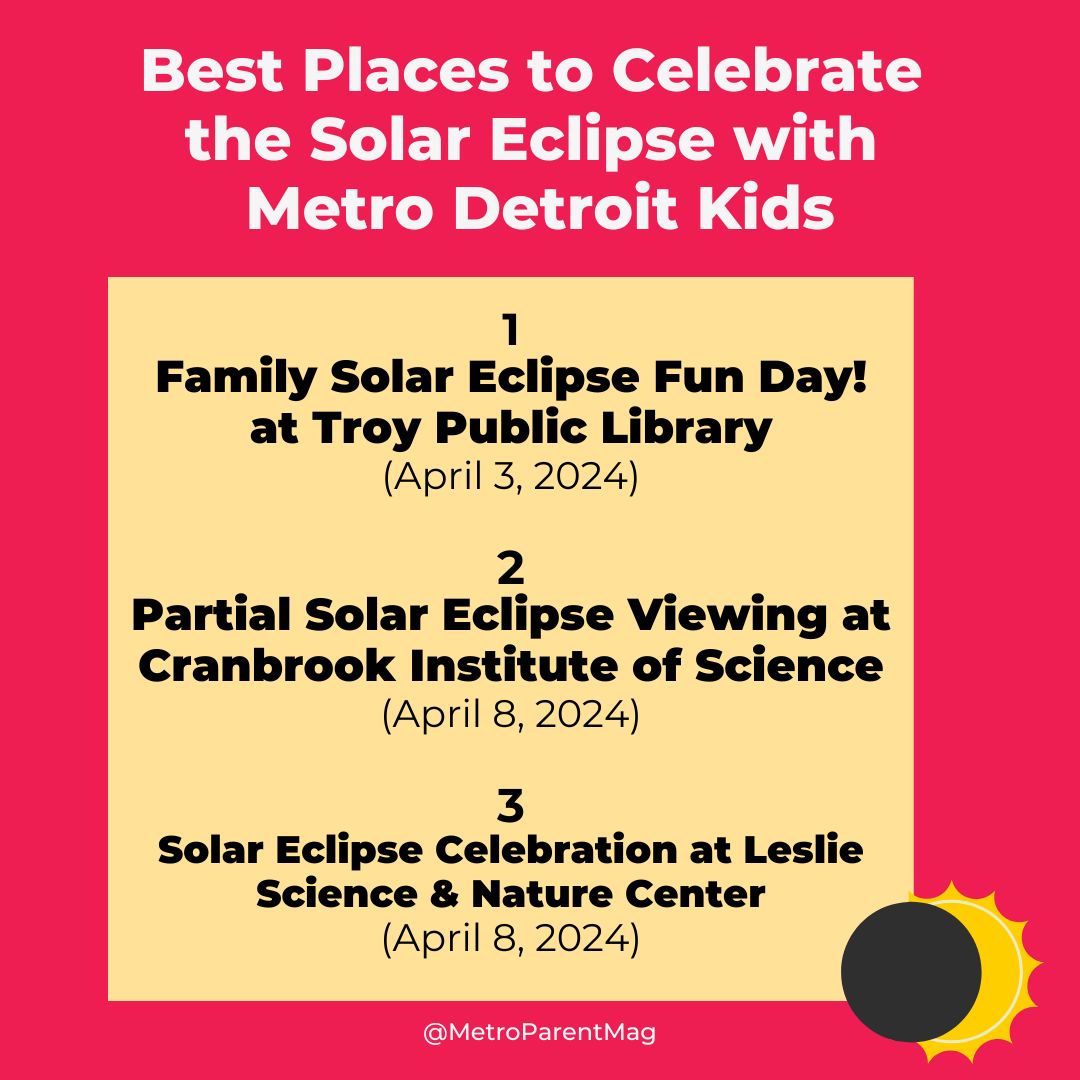 Metro Detroit is gearing up for an astral spectacle! 🚀 While we may catch only a glimpse of the solar eclipse, there's no shortage of celestial celebrations: hubs.la/Q02rwC2Z0