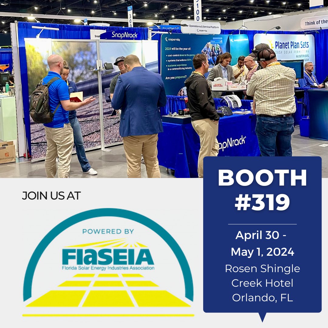 Join #SnapNrack at the Florida Solar & Storage Summit 2024 @FlaSEIA☀️ Schedule has it all w/all the experts across solar & storage in the Sunshine State of Florida & the Southeast! See ya in Orlando April 30 - May 1, SnapNrack will be in Booth # 319! #FLSolar #theRealSolarOG