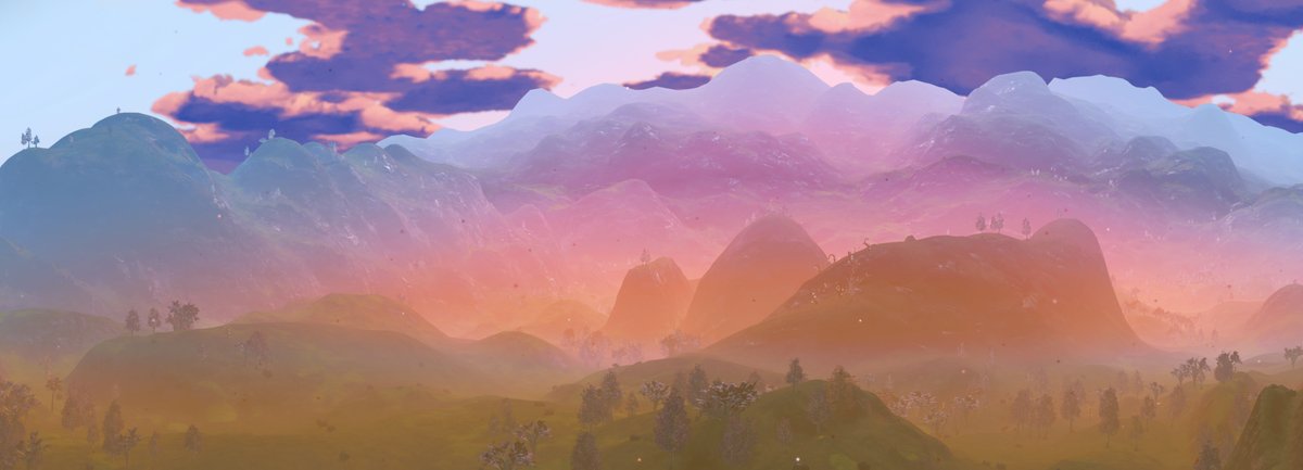 From today's travels, a Paradise world panorama at sunset. #NoMansSky #NMS #screenshot #gaming #games #SciFi #procgen #panorama #virtualphotography #virtuasuns #gametography #vibes #sunset #PCgaming @HelloGames @NoMansSky