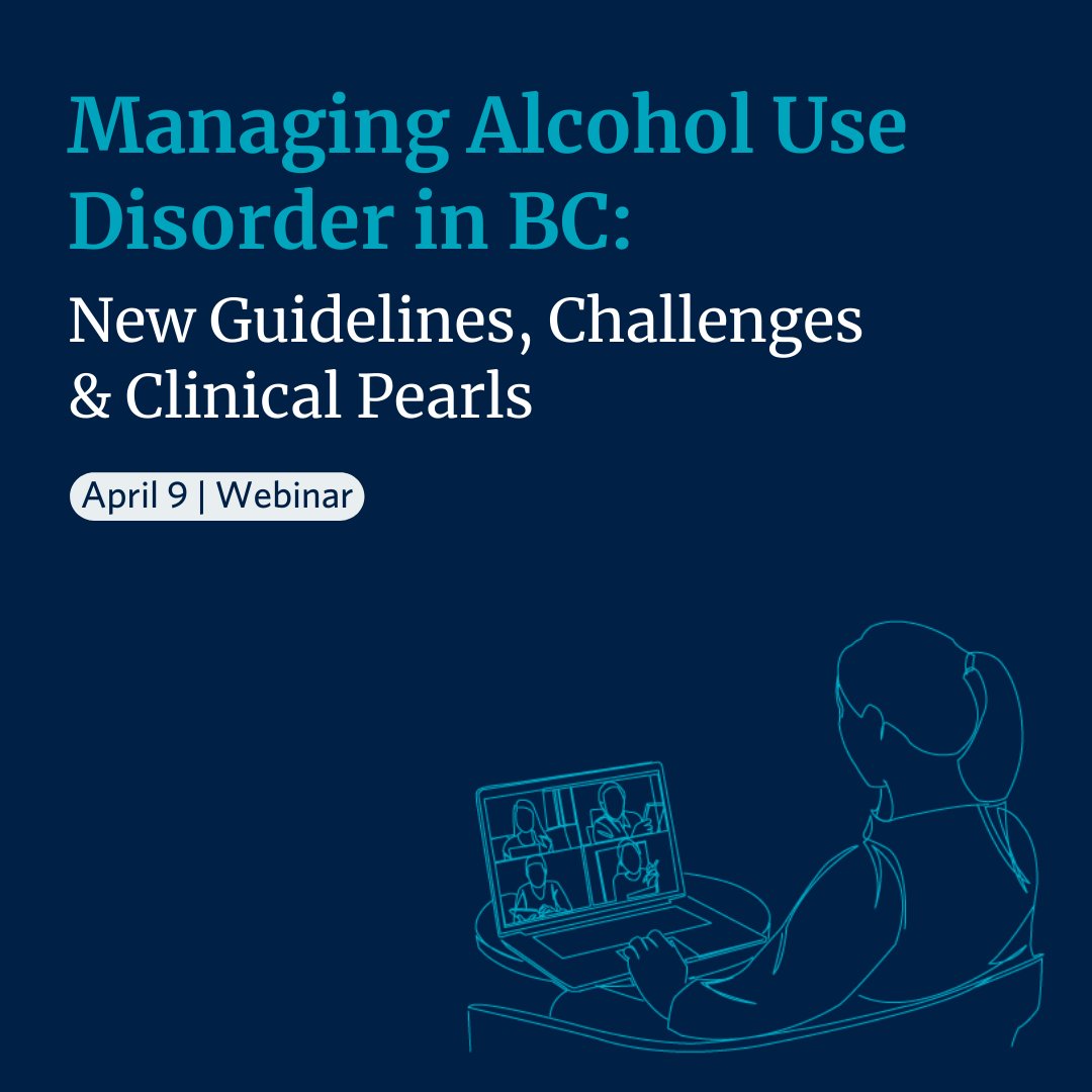 Don't miss the upcoming Managing #AlcoholUseDisorder in BC: New Guidelines, Challenges & Clinical Pearls webinar on April 9️. Discuss the latest alcohol and health guidelines with our panel of medical experts: bit.ly/4bYmU45 #UBCCPD #MedEd #FOAMed #MedTwitter