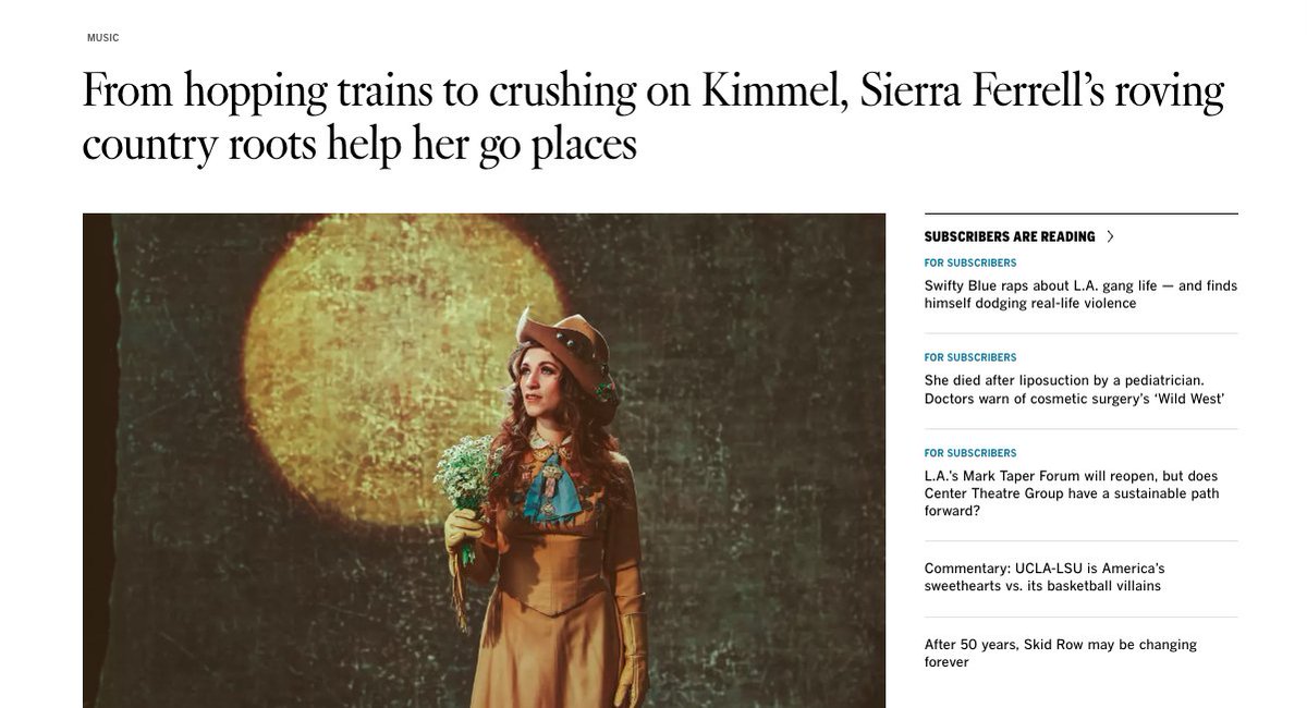 Pleased to share this profile I reported on @SierraFerrell for @latimes. I spent 2 days with her — on a hotel rooftop in Hollywood & backstage at Jimmy Kimmel Live where she made her network tv debut. Her story is fascinating and her star is fast rising. latimes.com/entertainment-…