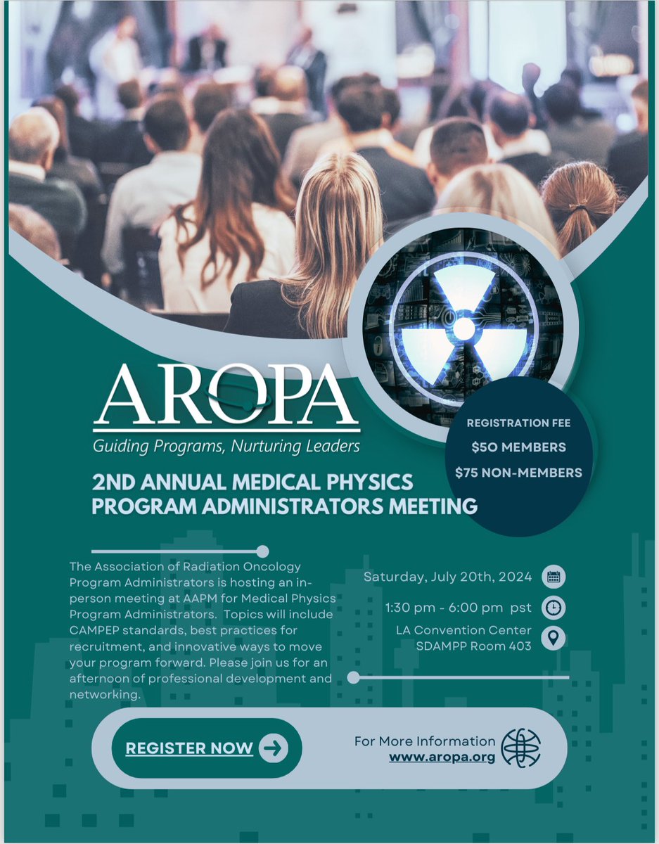 📣📣 Attn #medphys #RadOnc admins! Register for the 2nd Annual #AROPA #medicalphysics #administrators meeting here 👇🏼forms.office.com/Pages/Response… @MKromchad @rawnway @CBaffic