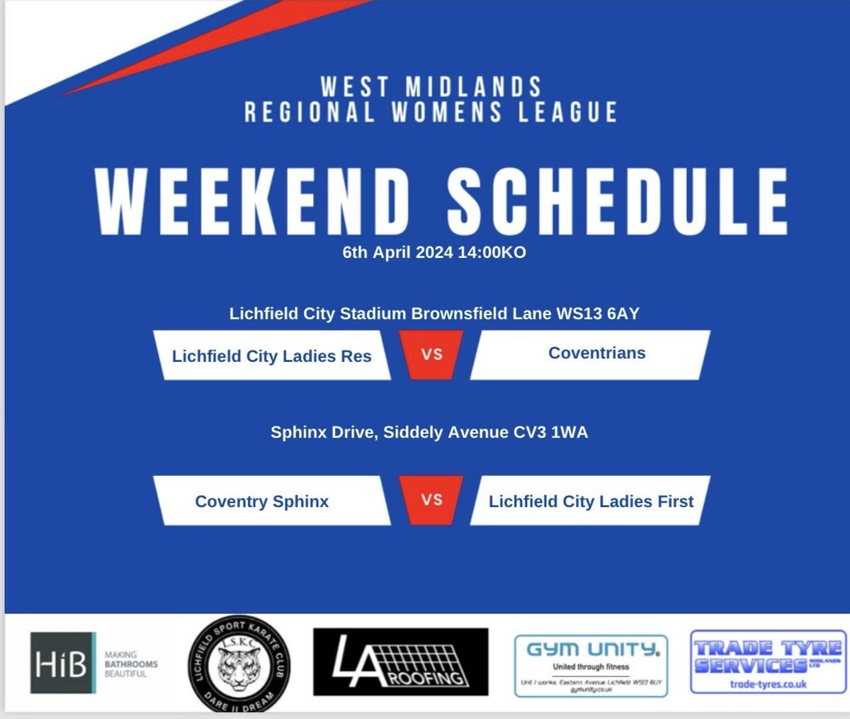 This weekends fixtures