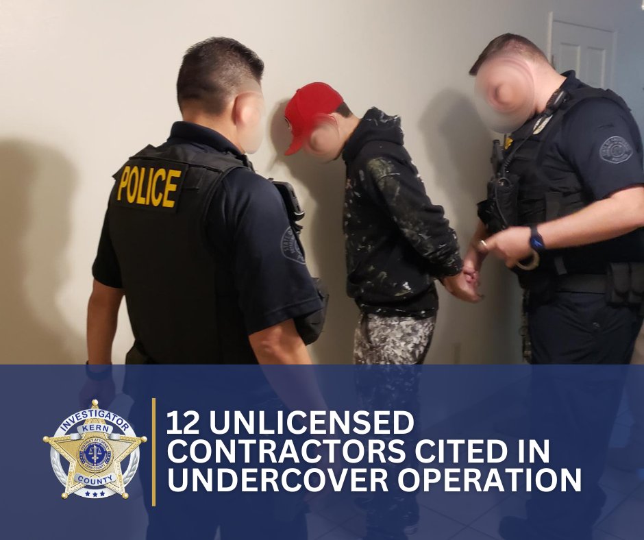 Kern County DA Investigators and partners conducted a successful undercover operation targeting unlicensed contractors in Kern County in pursuit of protecting consumers and law-abiding competitors in the industry. Read more: tinyurl.com/2p8v25ub