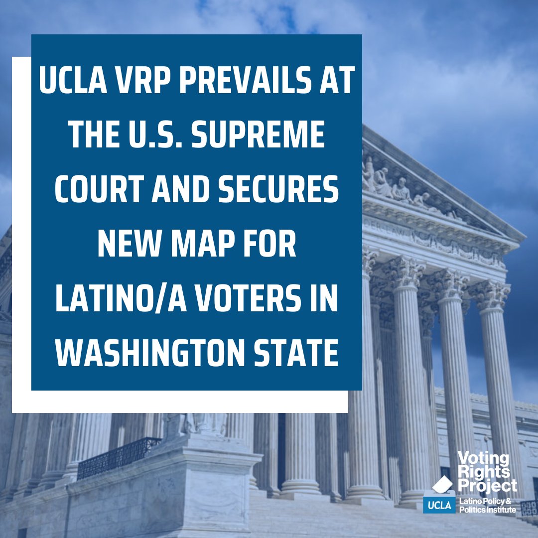 📣 Historic day for Latino voters in Yakima Valley, Washington! For the first time, they’ll be able to elect three candidates of choice to the Washington Legislature in 2024, as a result of a UCLA VRP Victory. Learn more: ow.ly/ygVs50R75kU