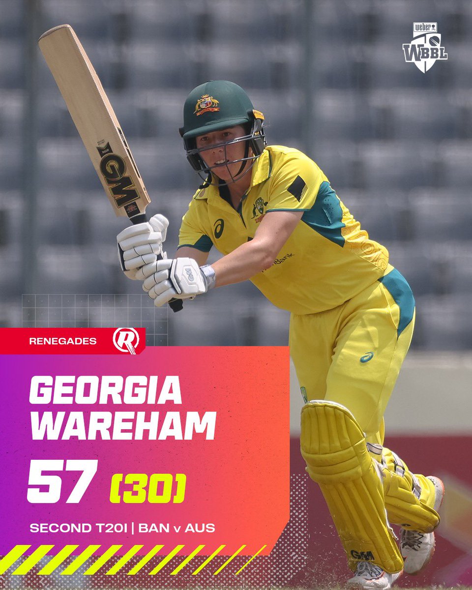 Getting it done at No.3 for @AusWomenCricket 💪 What a knock from Georgia Wareham! #BANvAUS