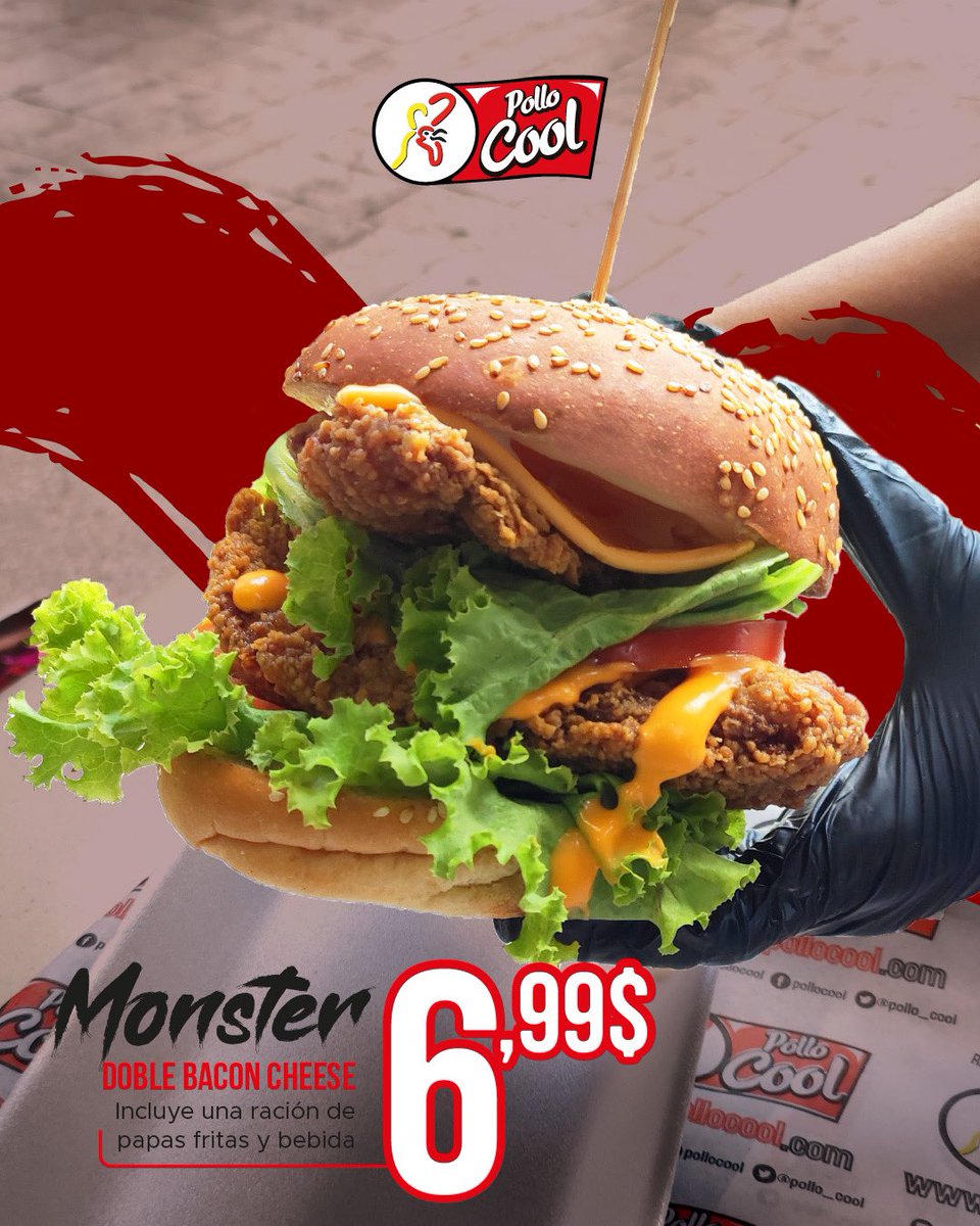 pollocool_'s tweet photo. Nuestra Monster Doble Bacon Cheese es toda una ¡DELICIA! 🍔🤤 https://t.co/fxfJDq8lkV