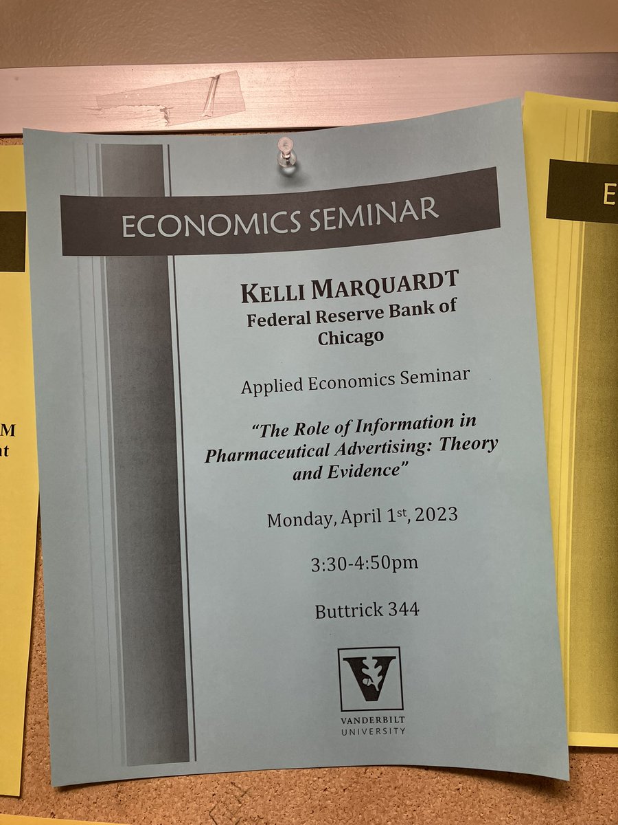 @VanderbiltU applied micro seminars continue to be 🔥 this semester. Only this week, we had @KelliMarquardt from @ChicagoFed yesterday, and having @LudoGazze from @warwickecon tomorrow! Many more great people to come for the rest of the semester.