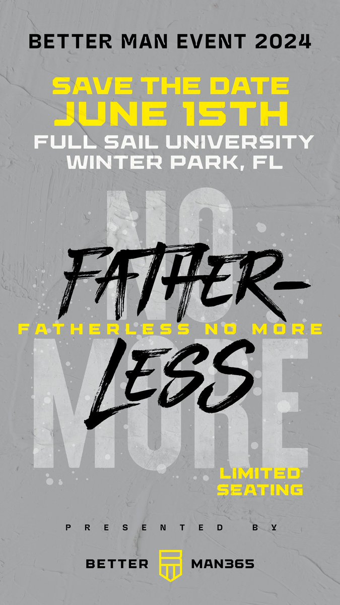 📆 SAVE THE DATE! 📆 
Mark your calendars and set your reminders! JUNE 15, 2024, BETTER MAN EVENT 2024 is coming! Give us your latest contact information to be the first to know when event registration opens. Seating is very limited! LINK ->: conta.cc/4cIo0kU