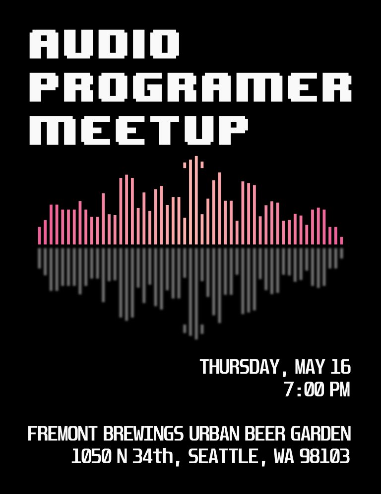 Hey, Seattle Audio Programmer folks! My friend Michael Fewkes @mdfewkes has an awesome bash coming up in May, come hang out! #gameaudio