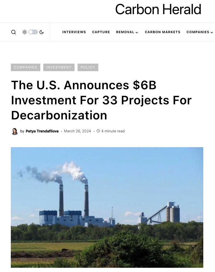 In the largest industrial decarbonization investment in US history, the Department of Energy has committed US$6 billion to 33 projects, including novel technologies. See more in @CarbonHerald👉bit.ly/43Hm1ZM #PilotEnergy #Decarbonization #CleanEnergy #Innovation $PGY
