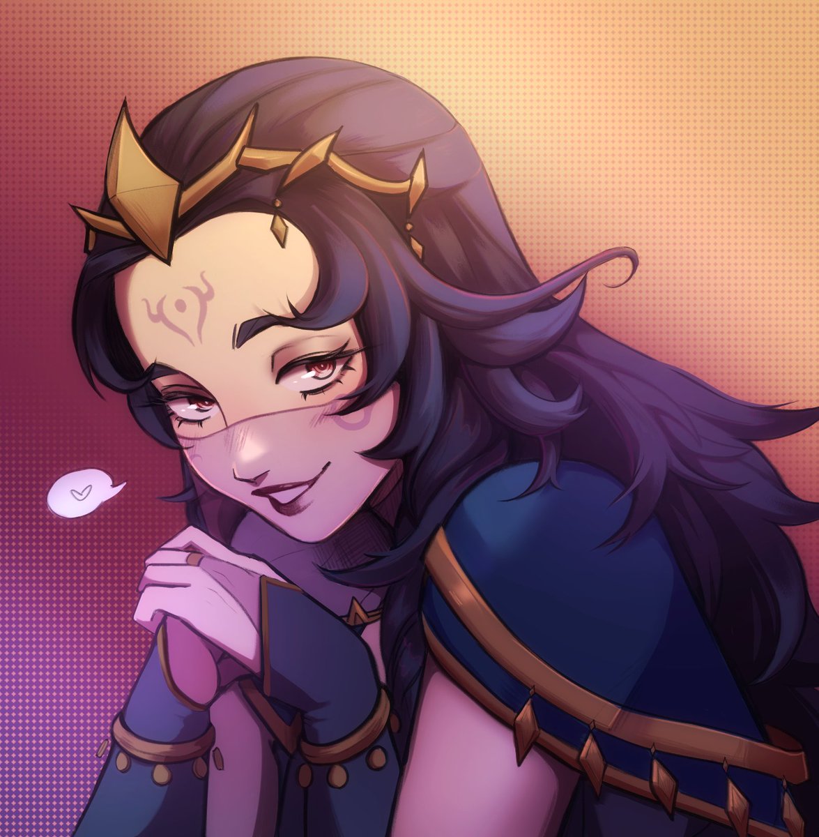 Peepeenemue's tweet image. Commission of THE Nyx Fire Emblem, it's been too long since I've drawn her 🔮💜