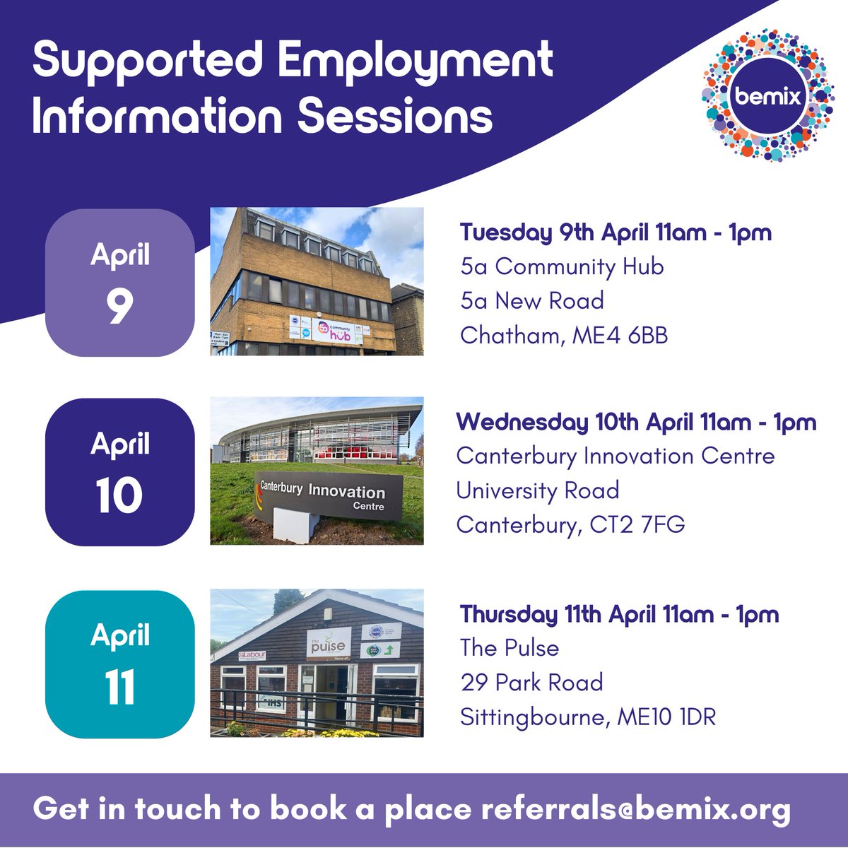How can young people with an EHCP make the journey from education to employment with bemix? 🎯

Come and find out about #SupportedEmployment - next week!

Get in touch to book a place - referrals@bemix.org

#Kent #Canterbury #Medway #Swale #Gravesham