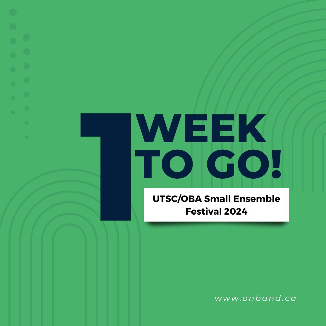 The UTSC/OBA Small Ensemble Festival is coming up in one week! The festival is closed for in-person registrations, but remains open for virtual submissions until this Thursday, April 4th. We look forward to seeing all groups next week!