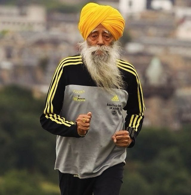 Happy 113th birthday Fauja Singh. #Sikh Marathoner Fauja started running at age 89 and inspired us all to keep going, keep gliding, and keep living your #faith.