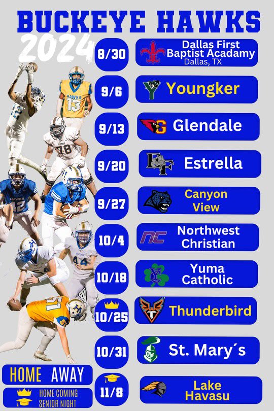 Buckeye Hawks 2024 Football Schedule! First game in Dallas, Texas! Let’s go!