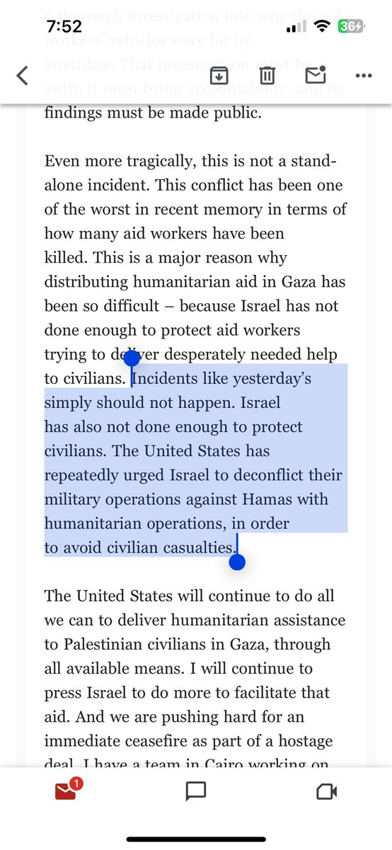 POTUS statement on the IDF strikes that killed World Central Kitchen workers in Gaza.