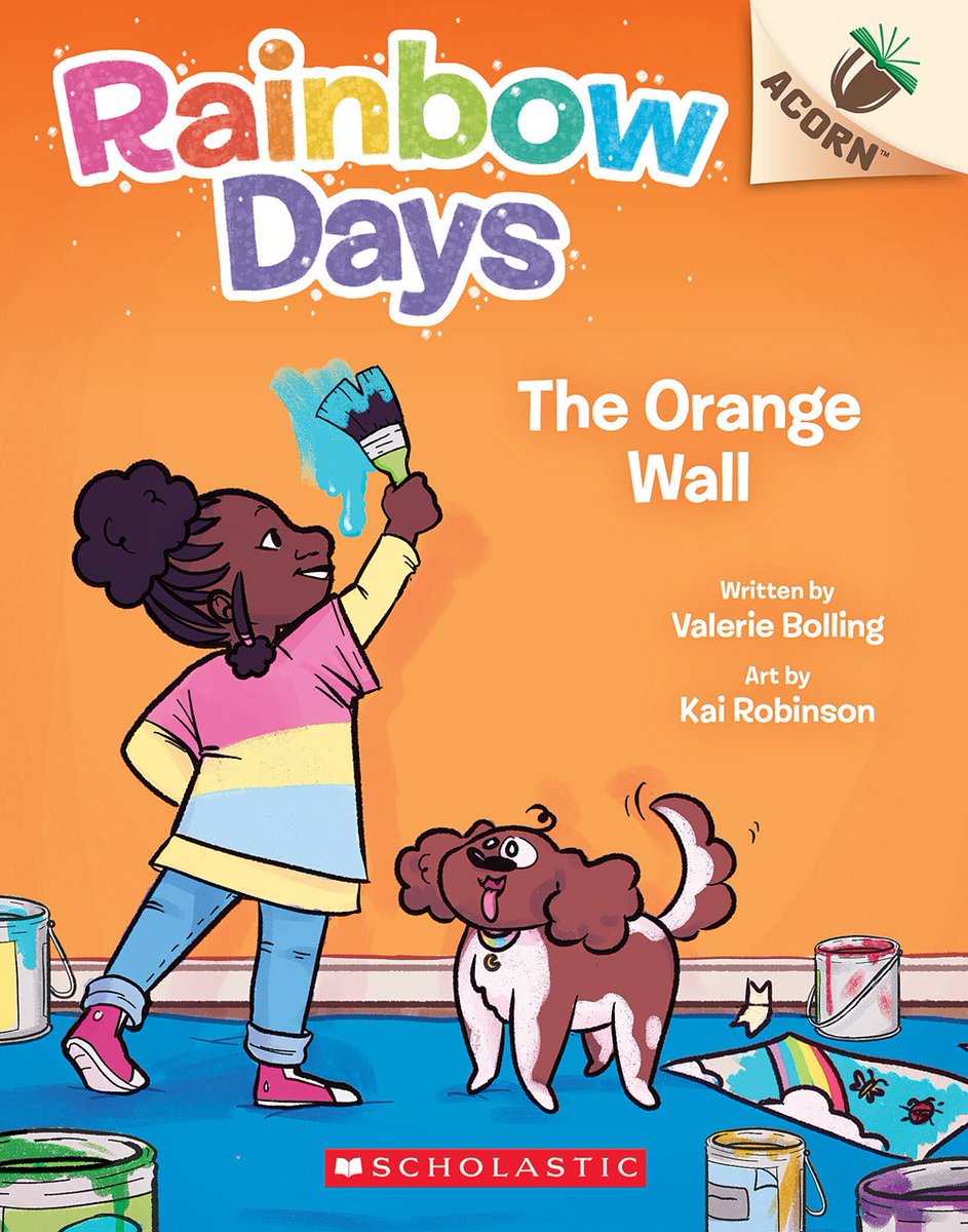 Happy book birthday to @valerie_bolling and Kai Robinson's The Orange Wall: An Acorn Book (Rainbow Days #3)!