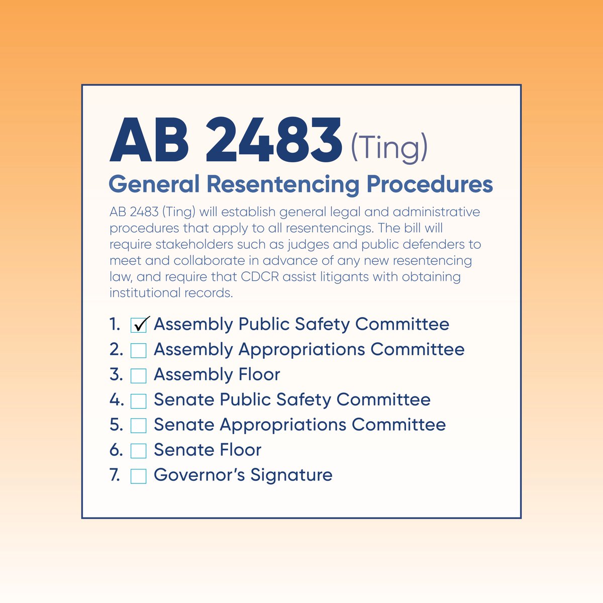 AB 2483, General Resentencing Procedures, (@AsmPhilTing) passed Assembly Public Safety! 🎉 Next Step: Assembly Appropriations Committee