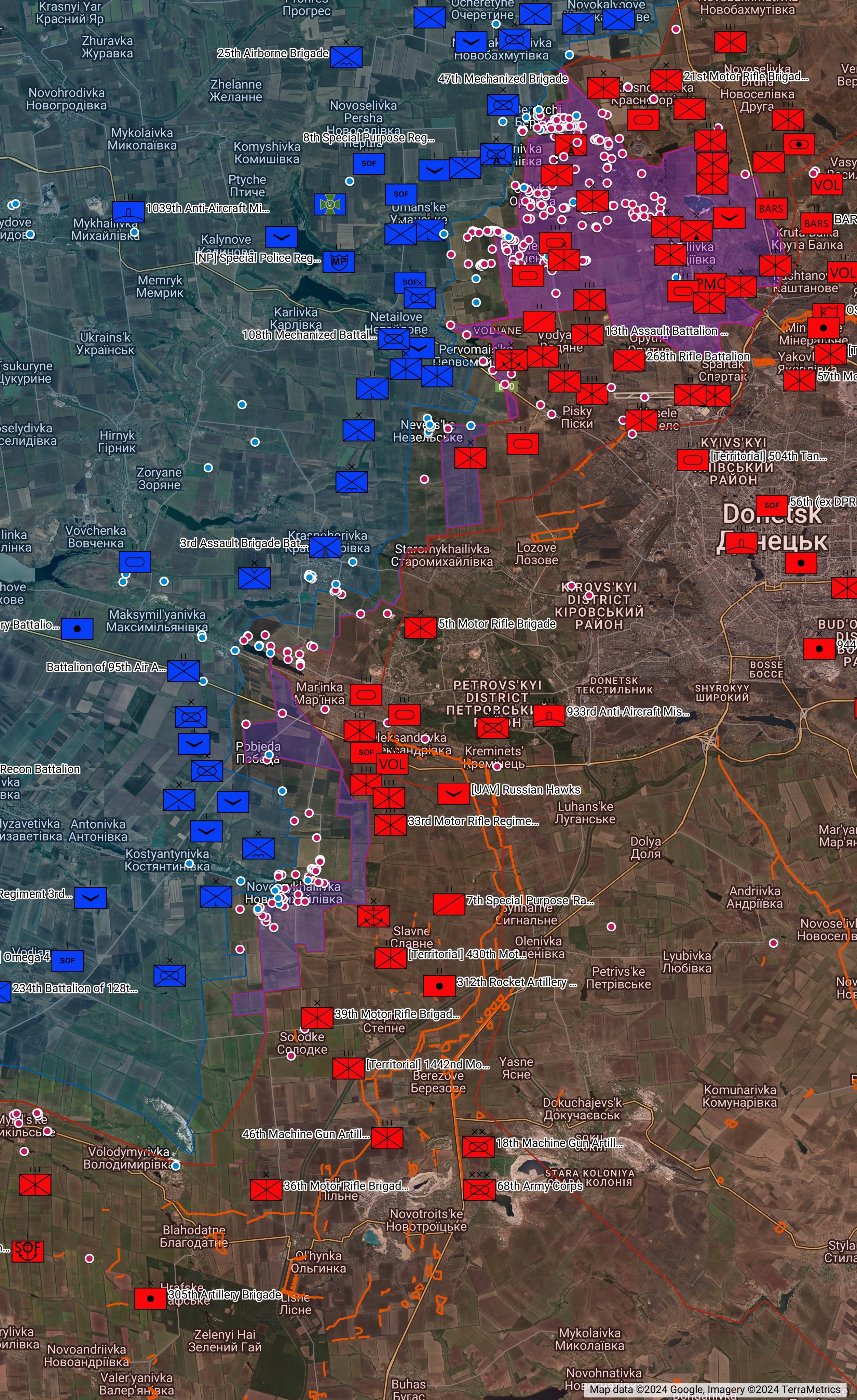 Avdiivka to Novomykhailivka front as of 2359Z 2nd April 2024