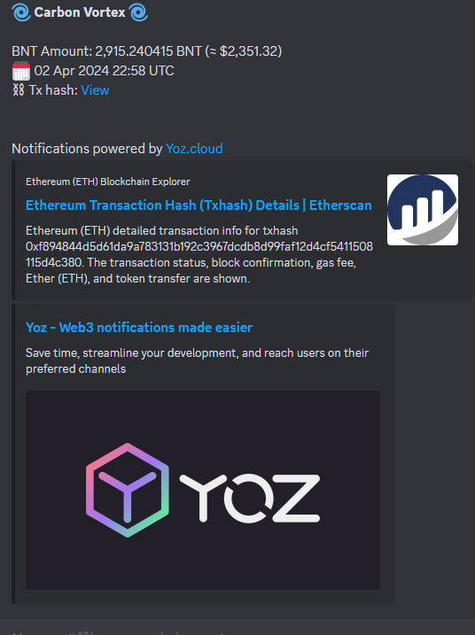 PrimalGlenn's tweet photo. @yozlabs @Bancor @0xMantle Thrilled to be powered by YOZ, web3 notifications made easier 🗿🤝 https://t.co/lUjaxLfkFk