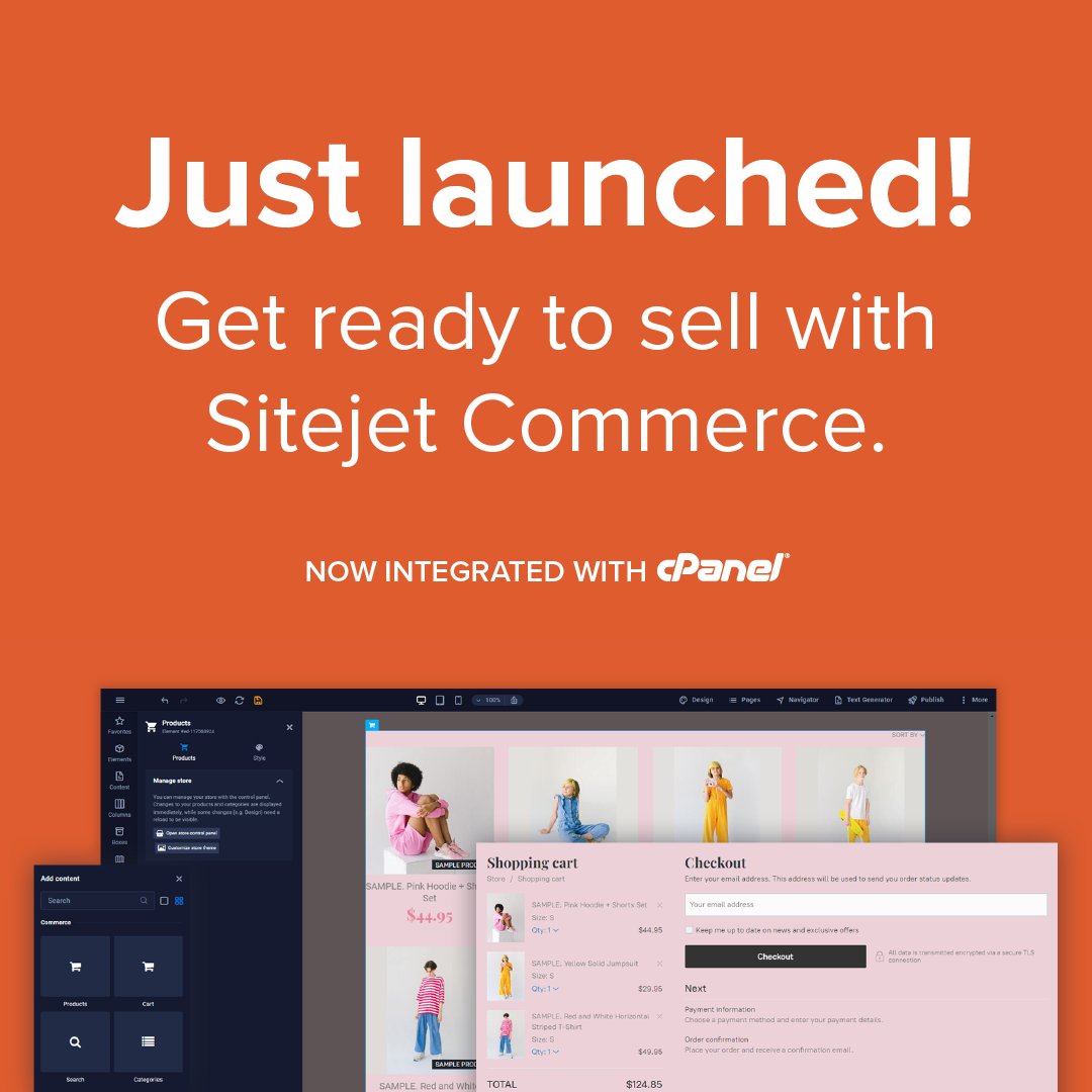 🎉 Say hello to Sitejet Commerce, the newest addition to Sitejet Builder, now integrated into cPanel. You can empower your website with centralized online selling. 💻✨ Lean more: blog.cpanel.com/seamless-onlin…