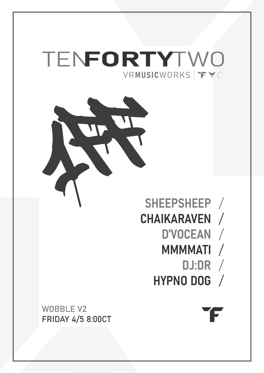 1042_vr's tweet photo. Wobble v2 | An Experience on Bass

Friday 4/5 8CT

In collaberation with 1FF

DJs: @sheepsheep_vrc @ChaikaRaven @DVXCEAN @mmmmati1 @DrewRoses2 @LuciHound  

https://t.co/2SLAsXAF07 https://t.co/ca75AbTuew